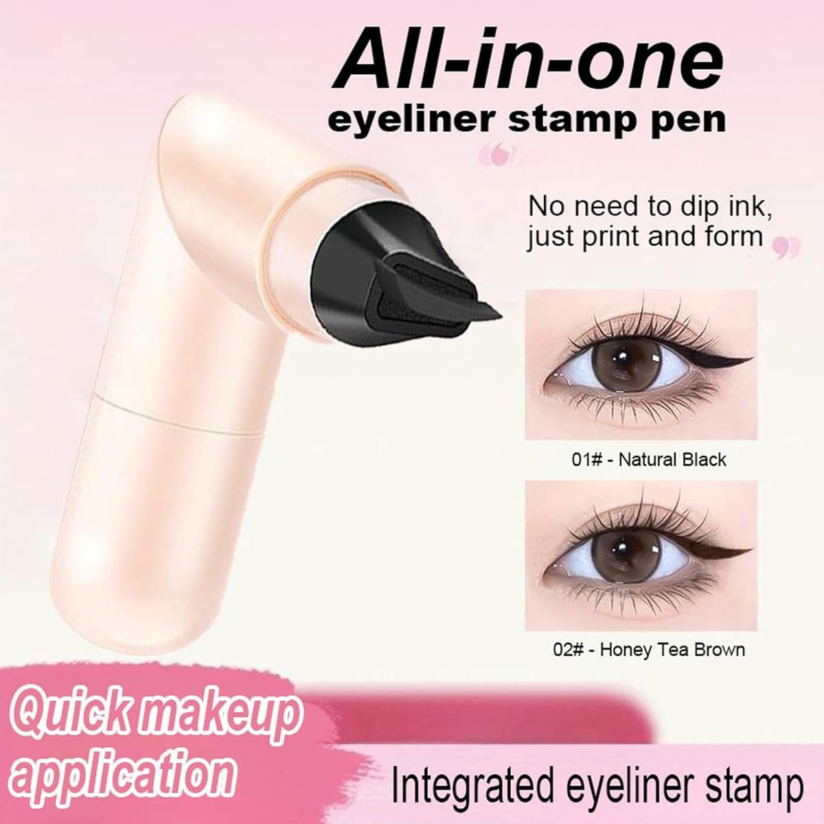 Dual-Head Waterproof Eyeliner Stamp Set - Black & Brown, Long-Lasting