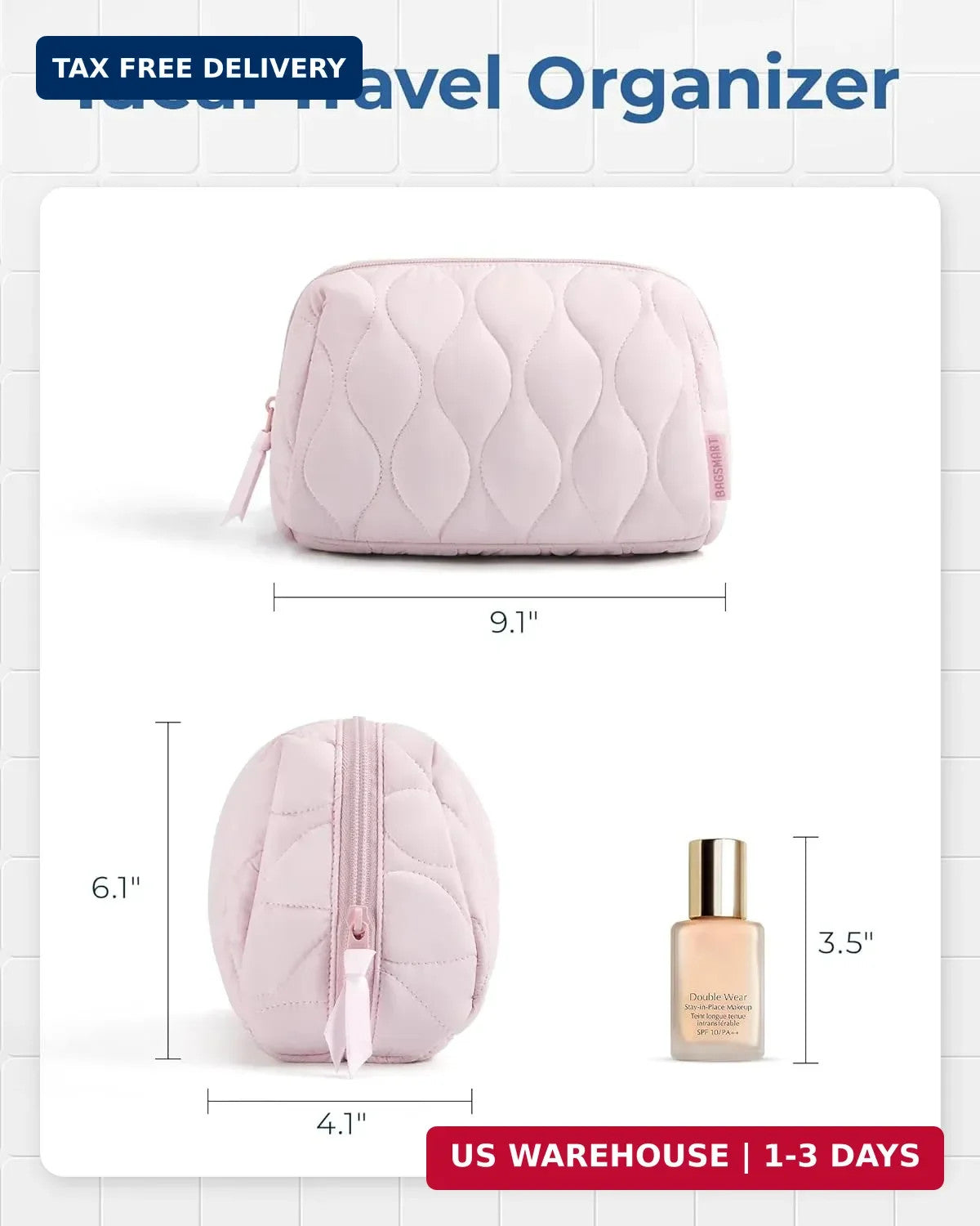 Travel Makeup Bag for Women - Padded Cosmetic Organizer with Wide Opening