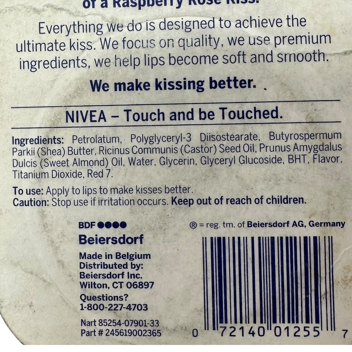 NIVEA Lip Butter Raspberry Rose Kiss 0.59 oz Tin with Shea & Almond Oil