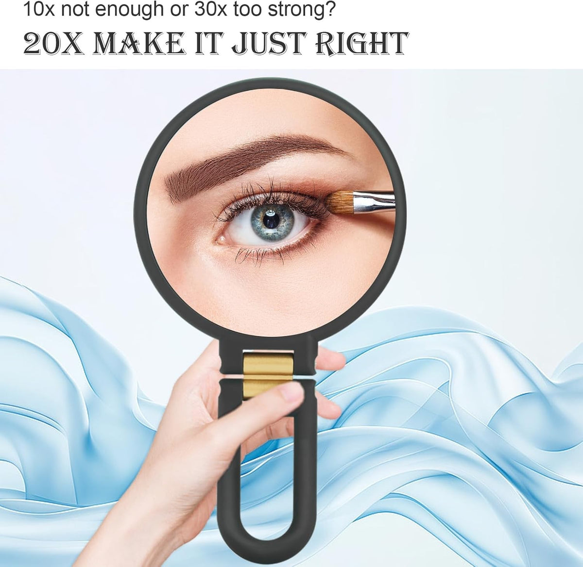 Magnifying Travel Hand Mirror 20x Dual-Sided Adjustable Black