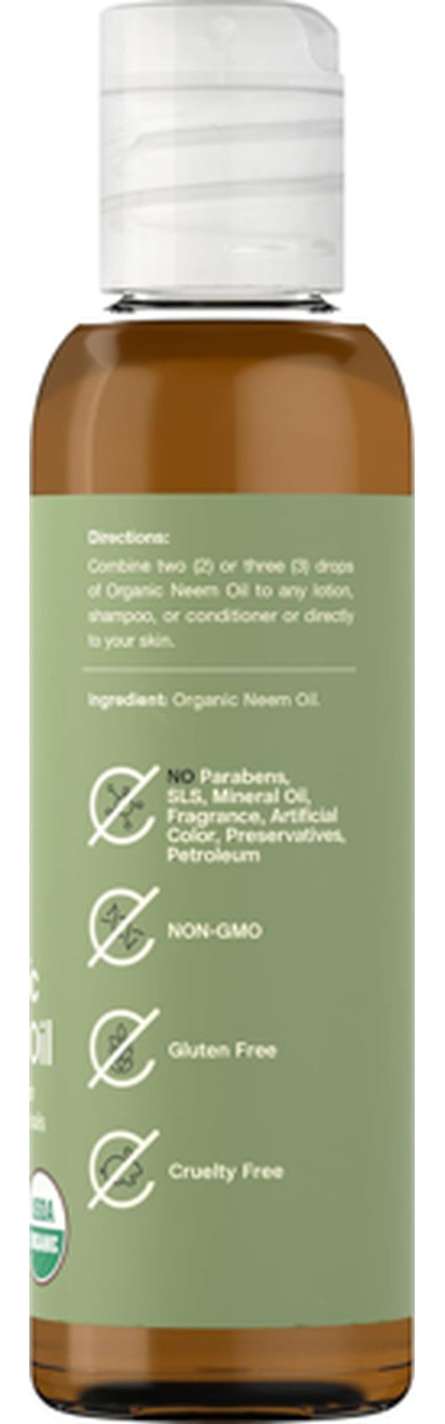 Organic Neem Oil for Skin Hair Nails 4 fl oz - Pure Natural Moisturizer