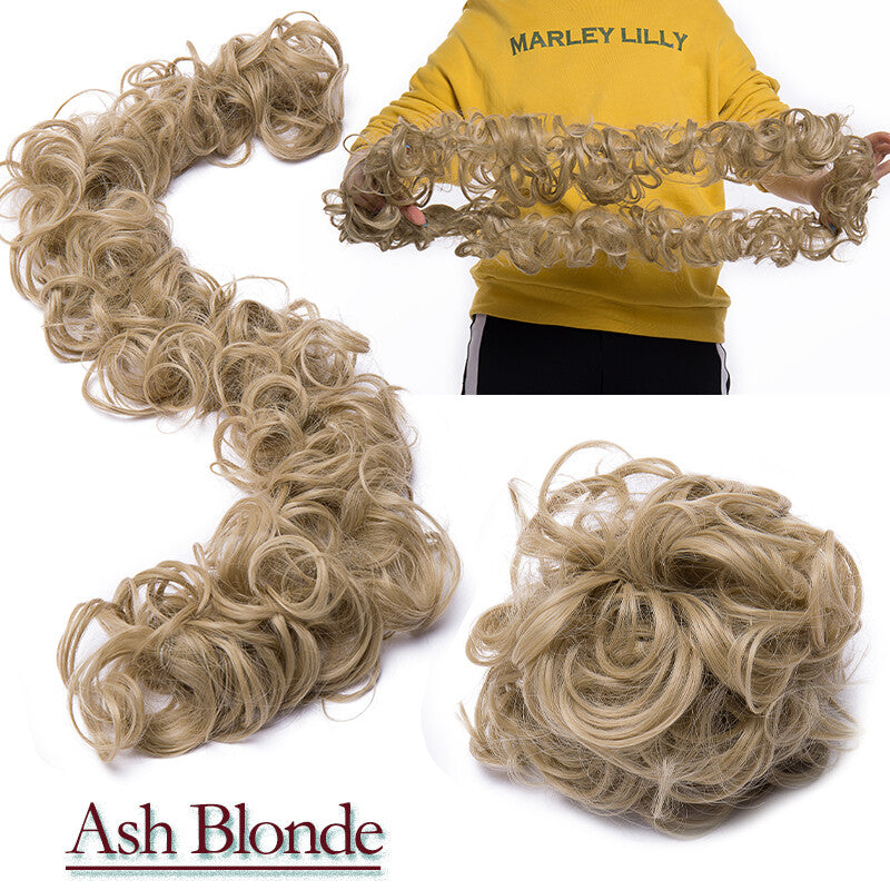 Thick Curly Human Hair Bun Extension Wrap Messy Scrunchie for Updos