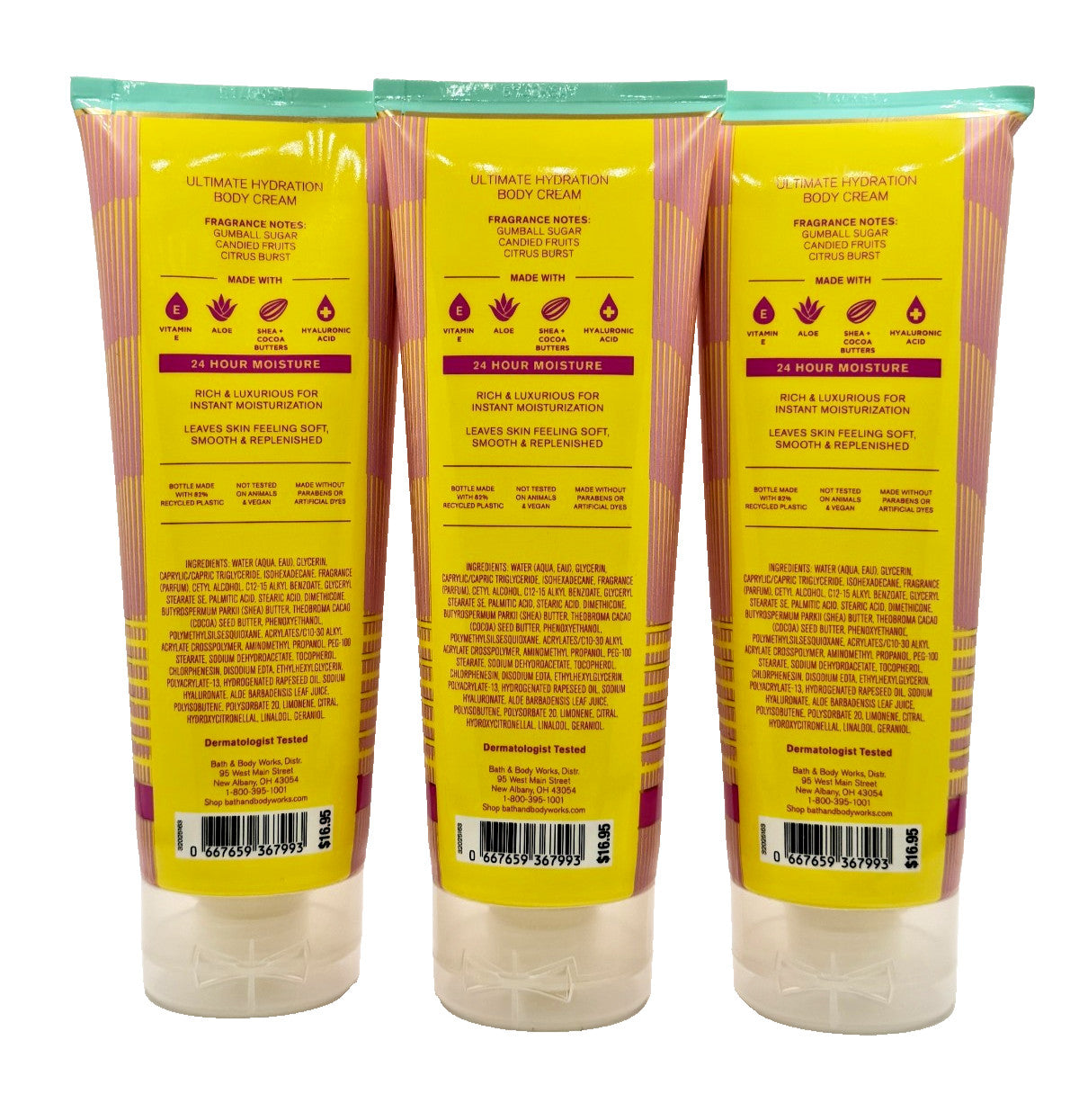 Bath & Body Works Bubble Gum Pop Body Cream 8 oz - Set of 3