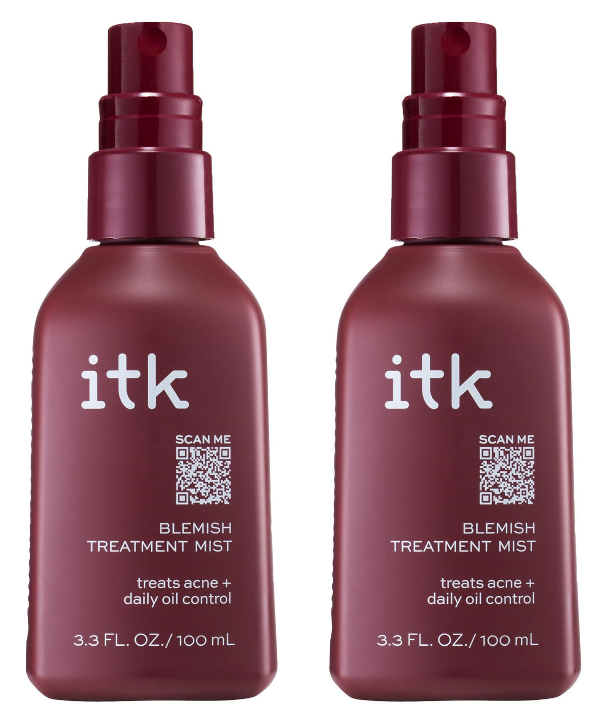 ITK Blemish Treatment Facial Mist 2 Pack - Lightweight Acne Spray for Skin