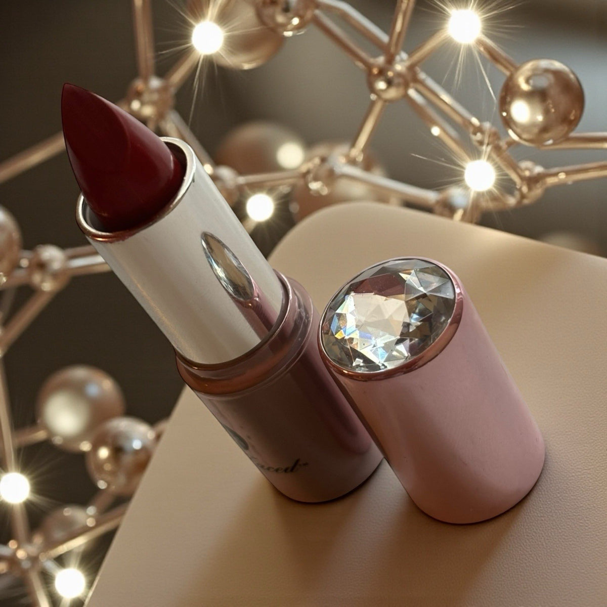 Lipstick in Runway Red - Champagne-Infused Luxury Lip Color 0.12 oz