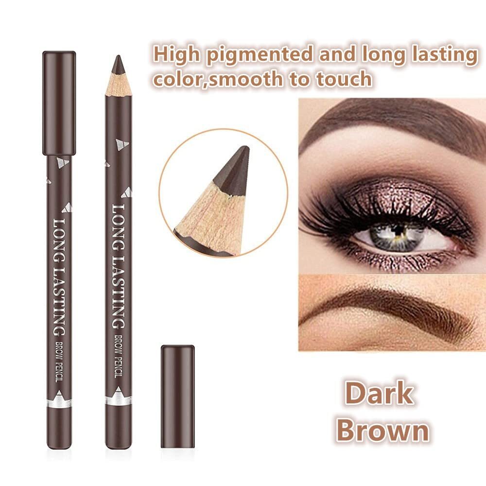 12 Pack Dark Brown Eyebrow Pencil & Gel Set - Sweatproof, Easy to Use
