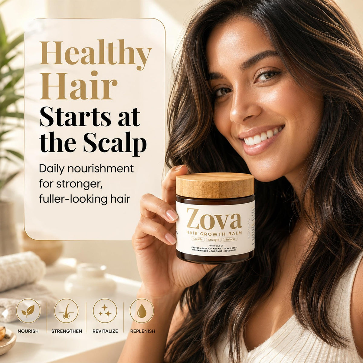 Hair Growth Balm with Castor Argan 4oz - Nourishing Hair Treatment