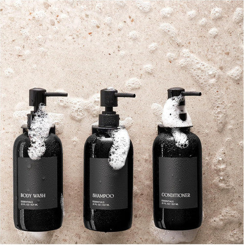 Stylish Shampoo & Conditioner Dispenser Set of 3 - Wall Mount, Drill