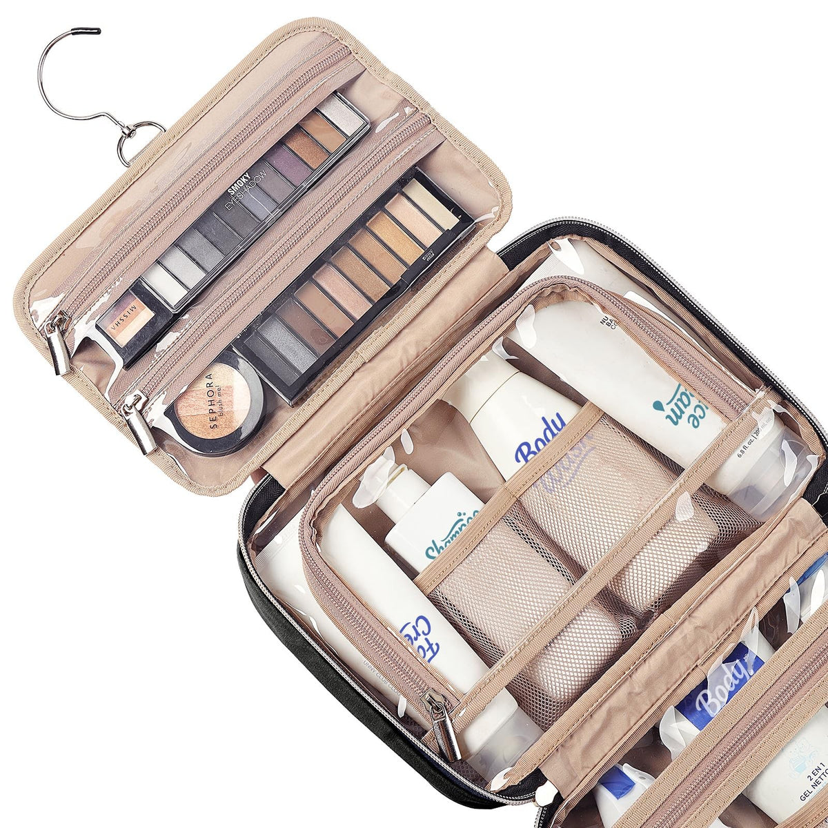Travel Toiletry Bag Women Portable Hanging Organizer Medium Black