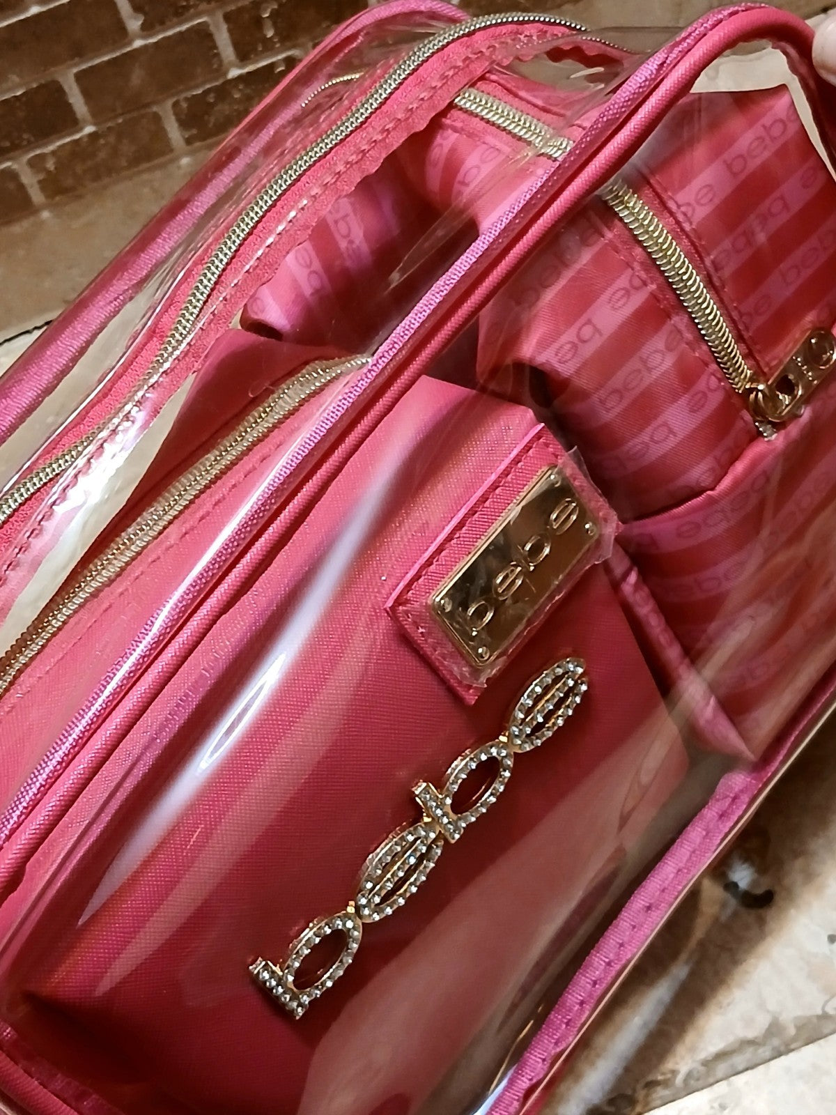 Pink Travel Makeup Bag Set with 2 Toiletry Bottles - 3 Piece Cosmetic Organizer