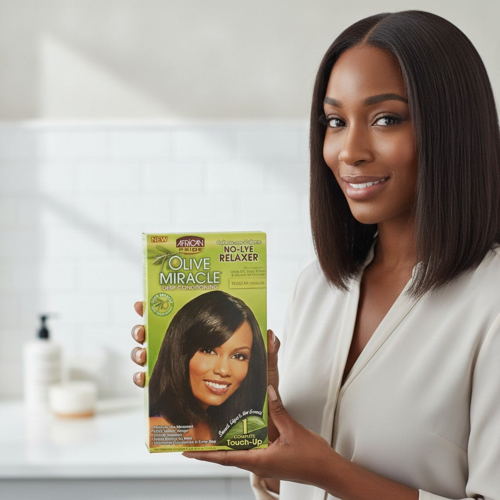 Olive Miracle Relaxer Kit - Deep Conditioning Hair Straightener, 8 Oz