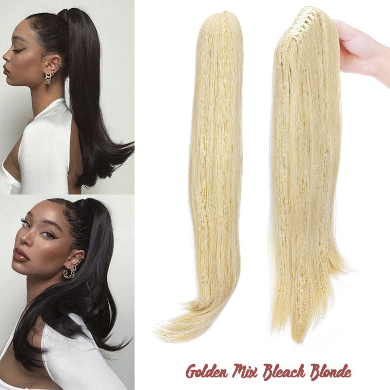 30-Inch Fluffy Ponytail Hair Extension with Claw Clip - Straight & Wave Styles