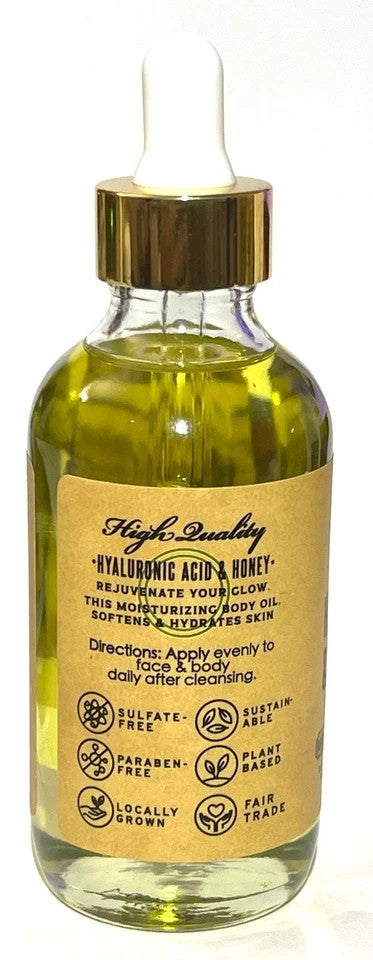 Hyaluronic Acid & Honey Face & Body Oil - Lightweight Hydrating Skincare