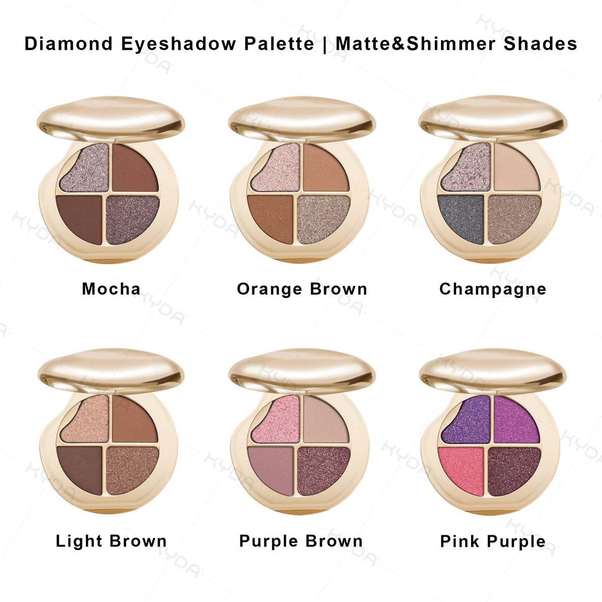 High Pigment Neutral Brown Eyeshadow Palette - 4 Color Matte & Pearl Shades