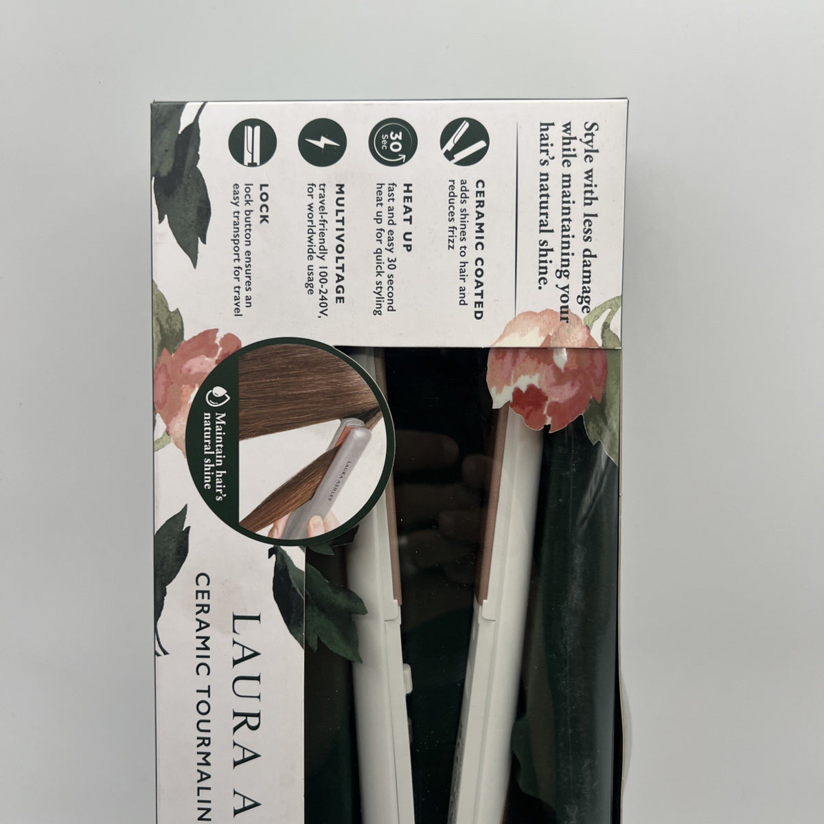 Ceramic Tourmaline Flat Iron 1 Inch Hair Straightener White