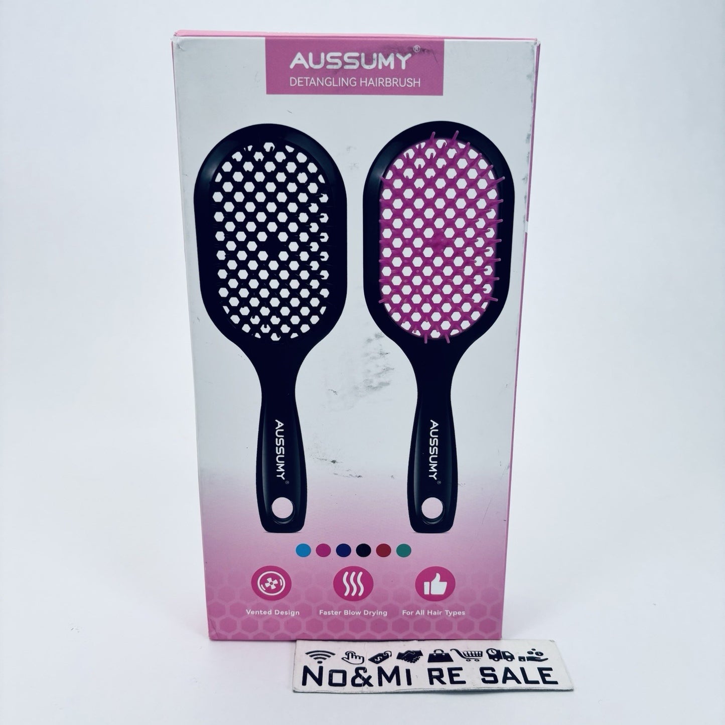 Vented Detangling Hair Brush Set for All Hair Types – Black & Pink