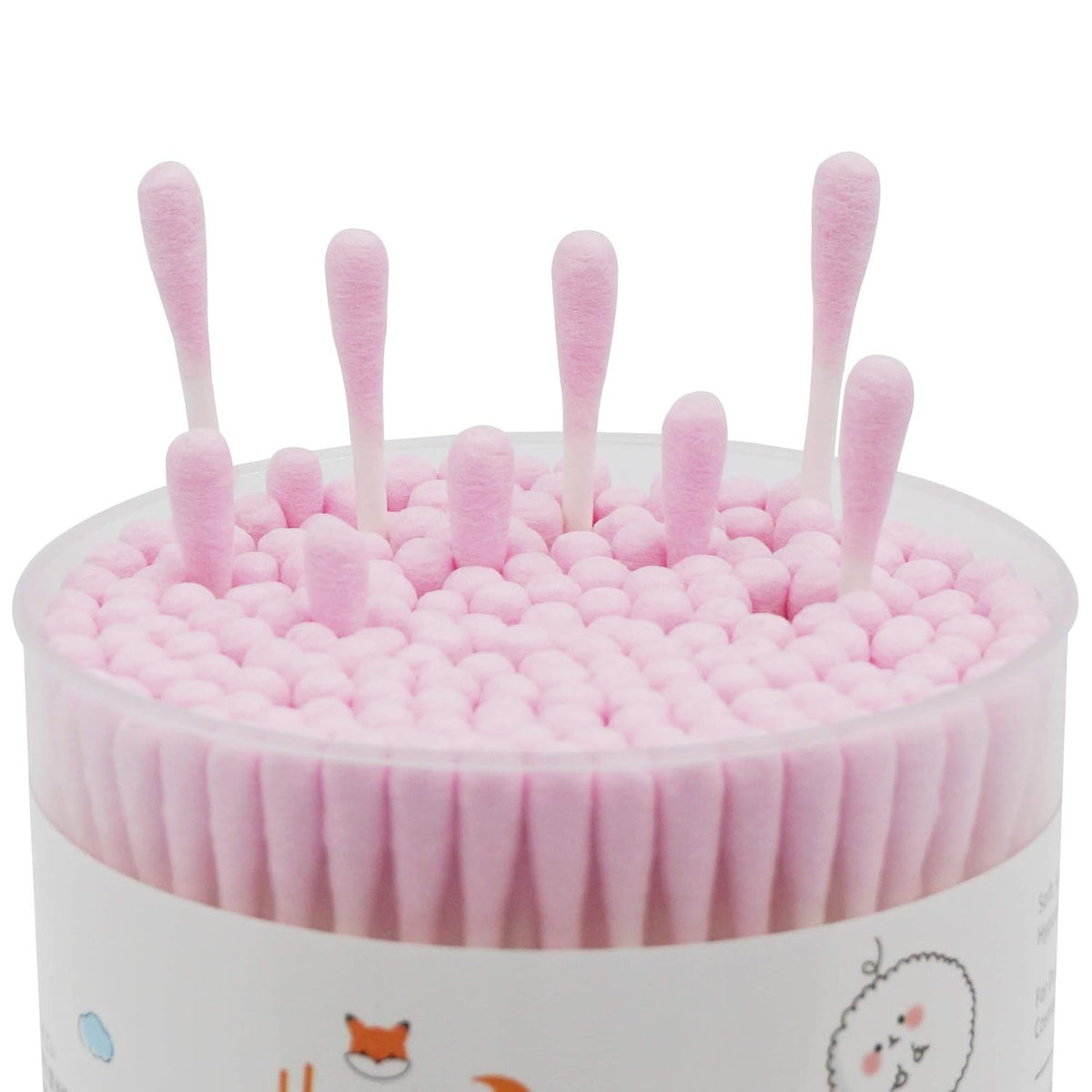 Organic Pink Cotton Swabs - 400 Count with Precision Pointed & Round Tips