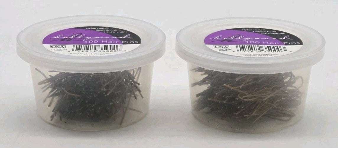 Hollywood Hair Pins Brown 100 Count Tub Nylon Coated 1 3/4" Invisible