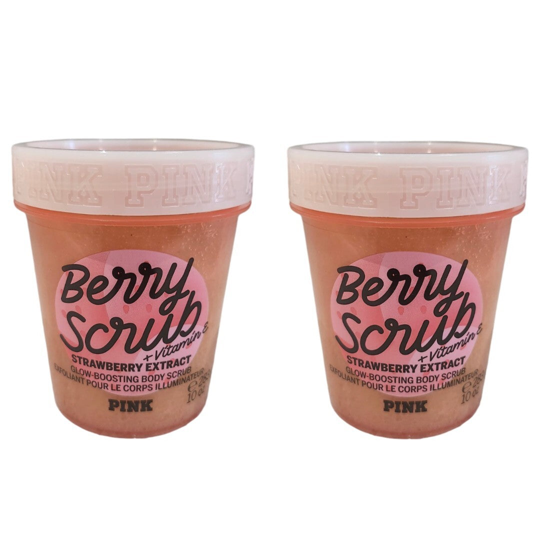 2 Victoria's Secret Pink Berry Body Scrub Superfruit Shower