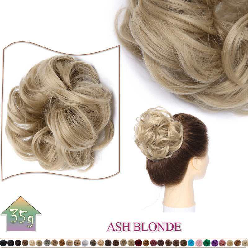 Curly Messy Bun Hair Extension Scrunchie Natural Updo Thick Human Hair