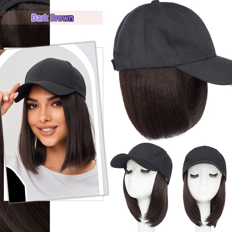Adjustable Baseball Cap Wig with Hair Piece - Short Long Synthetic Hair