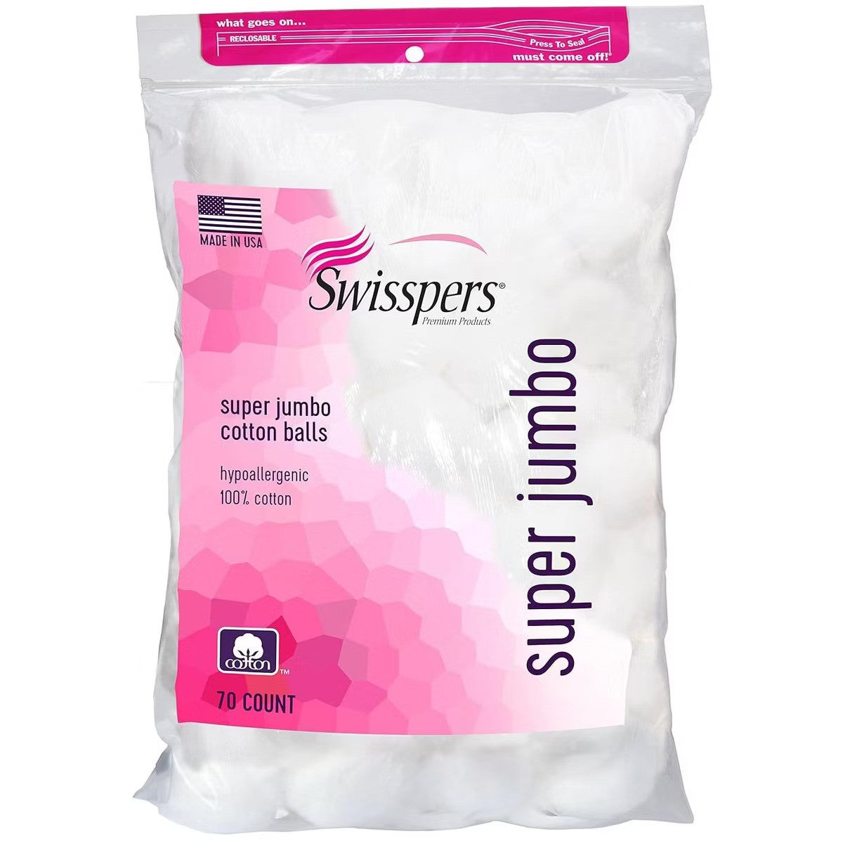 6 Pack Jumbo Cotton Balls for Makeup & Baby Care - 70 Count