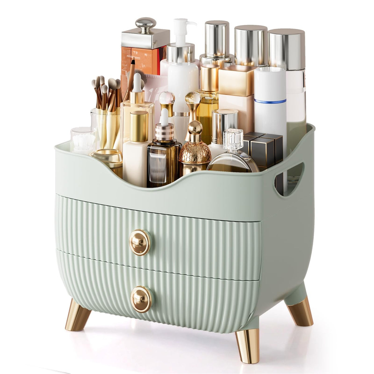 Large Capacity Makeup Organizer with Drawers and Top Compartment for Skincare and Cosmetics