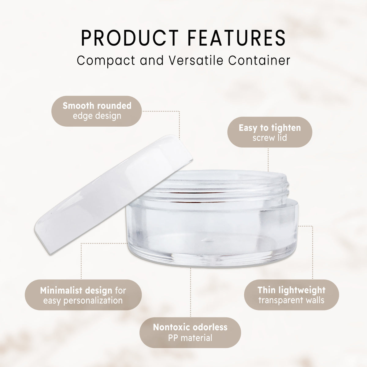 Clear Cosmetic Jars Set - 200 Pieces, 5g/5ml for Makeup & Lip Balm