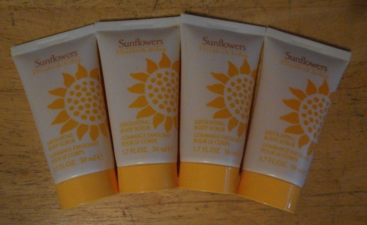 4 tube lot ELIZABETH ARDEN SUNFLOWERS EXFOLIATING BODY SCRUB unsealed