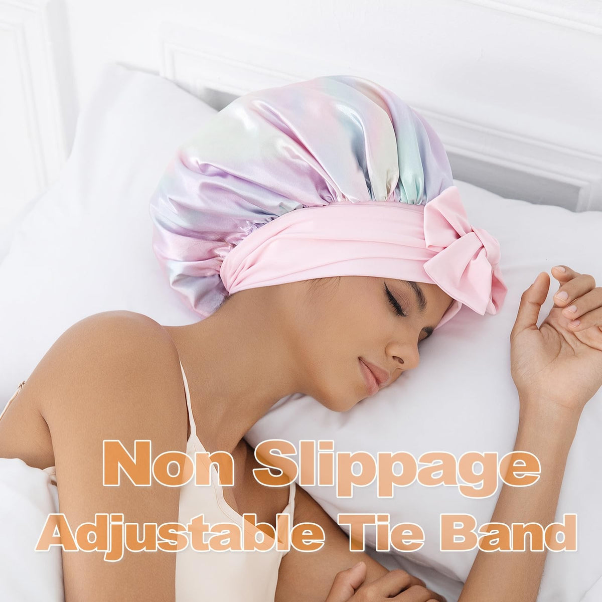 GDTOGRT Satin Silk Bonnet for Sleeping Women, Double Layer One Size,