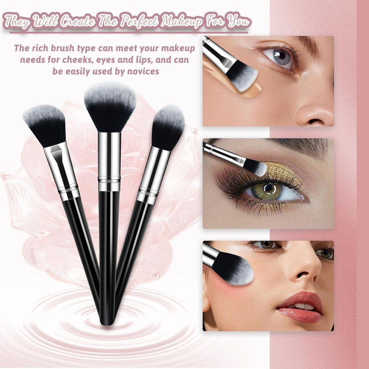 14-Piece Premium Synthetic Makeup Brush Set for Face & Eyes (Black)