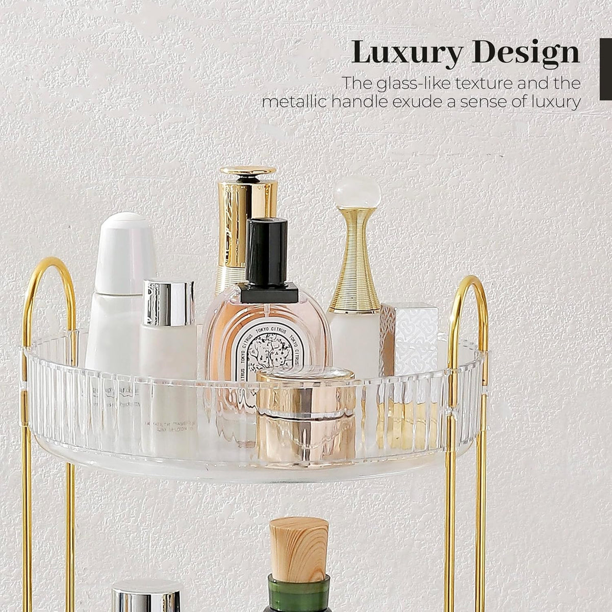 Rotating Makeup Organizer for Vanity - 3 Tier Perfume & Skincare Storage