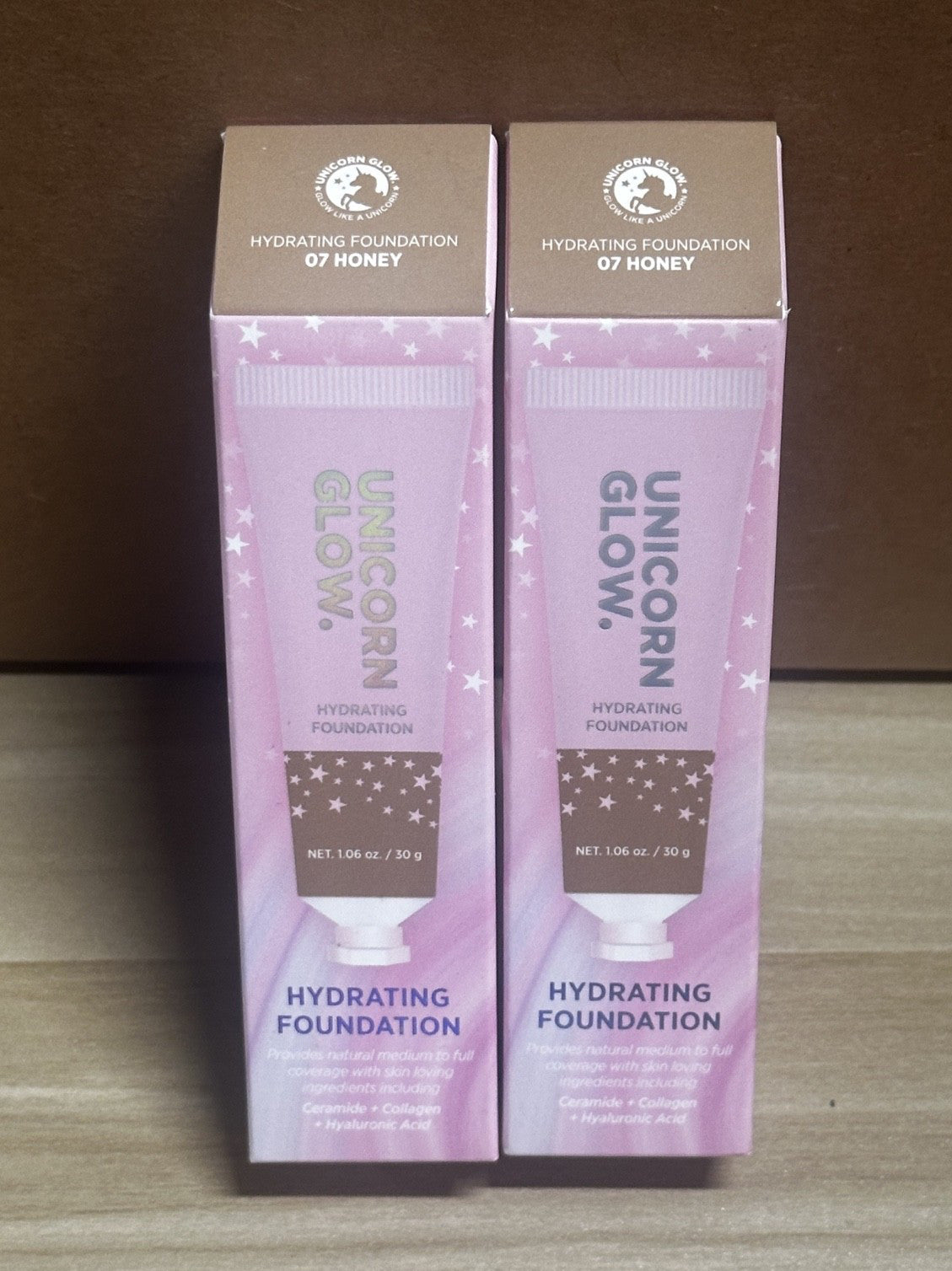 Unicorn Glow Hydrating Foundation 07 Honey - 2 Pack, Natural Medium to Full Coverage