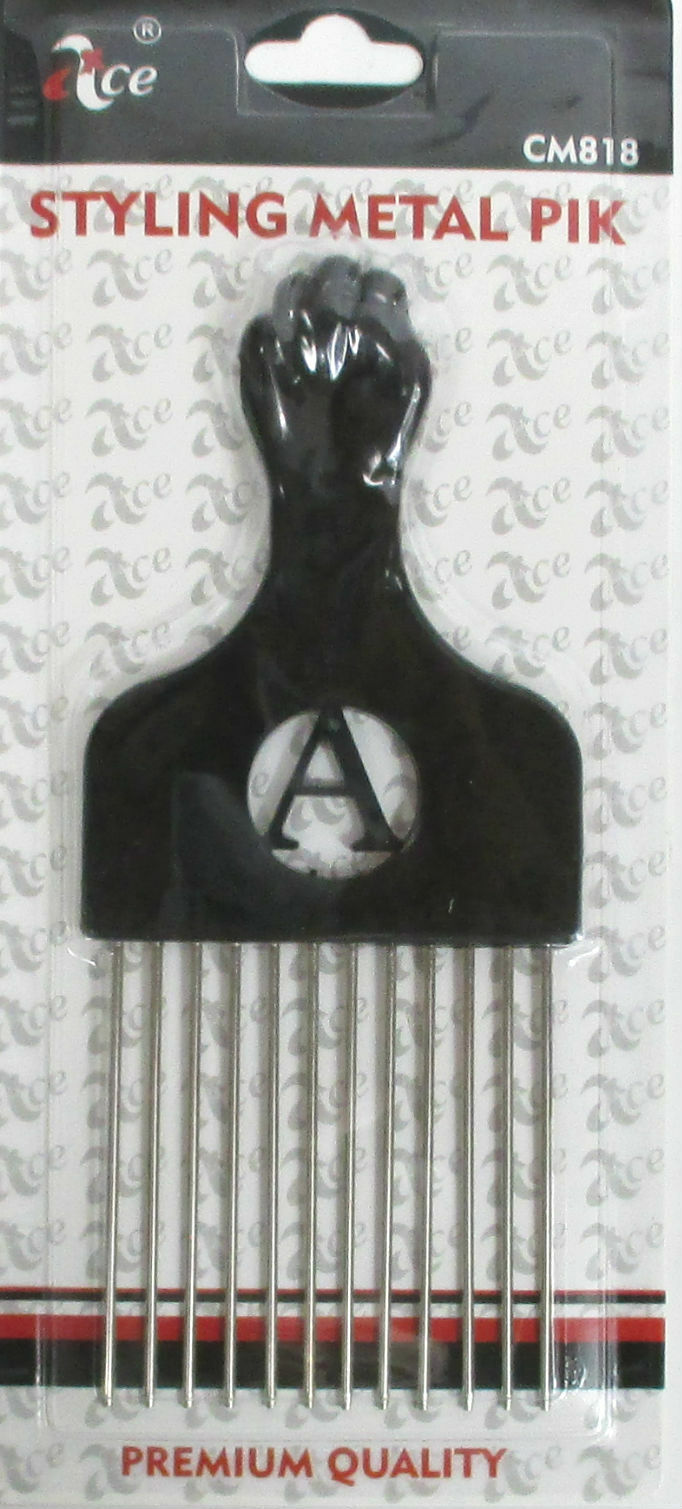 Black Afro Metal Hair Pick Set - 2, 5, 10 Pack 6.5 Inch Styling Tools