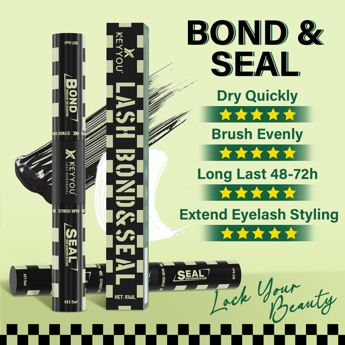 Lash Bond and Seal Black Glue 10ml – 2-in-1 Lash Adhesive, Latex‑Free