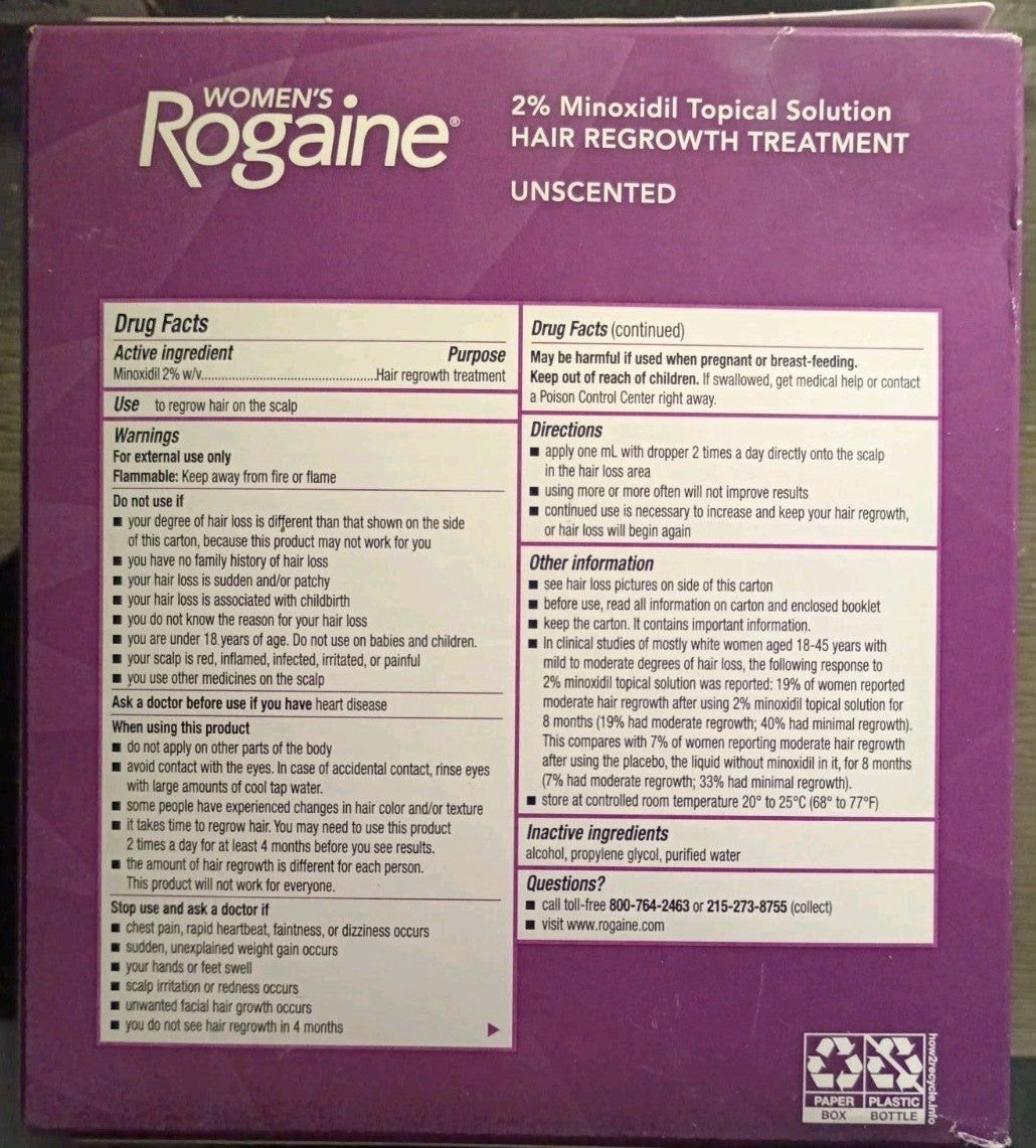 Women's Rogaine 2% Minoxidil Hair Regrowth Solution - 6 Month Supply
