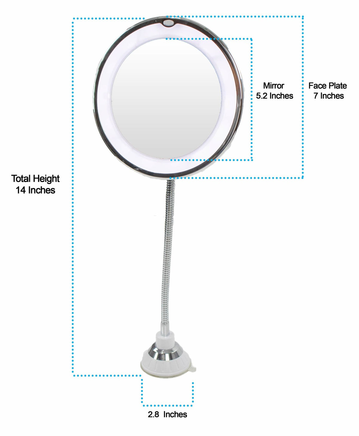 LED Vanity Mirror 10X Magnification with Adjustable Gooseneck & Bright LEDs
