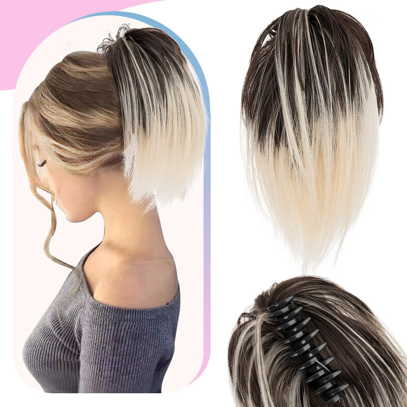 Natural Clip-On Messy Bun Hair Piece Claw Clip Hair Extension for Weddings