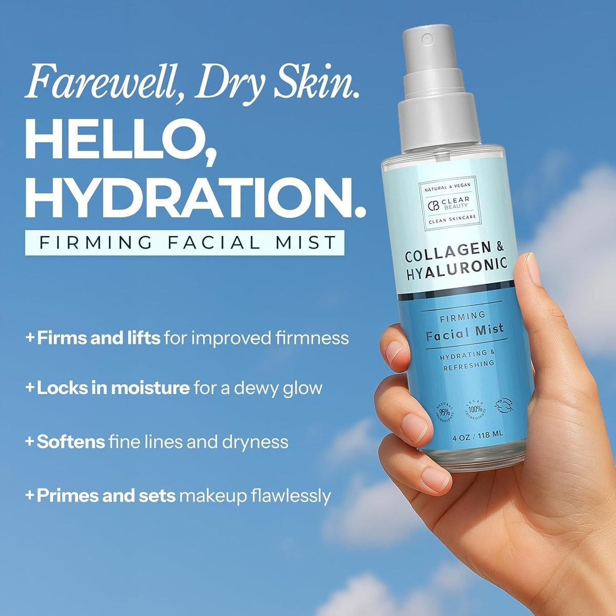 Hyaluronic Acid & Collagen Face Mist - 2 Pack, Hydrating & Anti-Aging Skin Spray