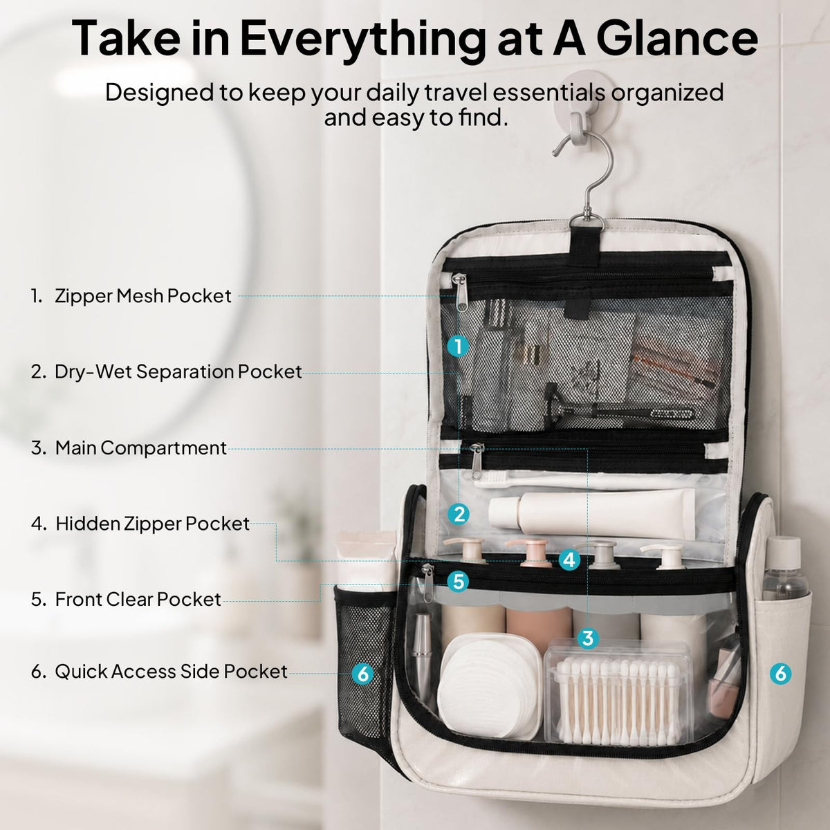 Waterproof Travel Hanging Toiletry & Makeup Organizer Bag for Women Men