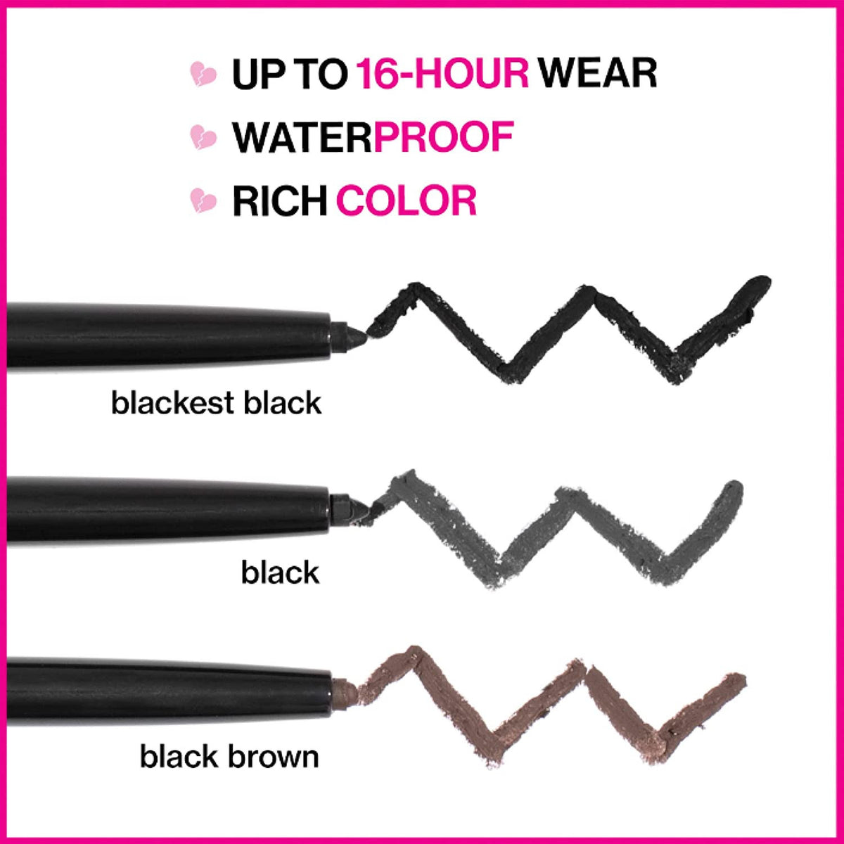 Waterproof Retractable Gel Eyeliner Pencil - Blackest Black, 16-Hour Smudge Proof