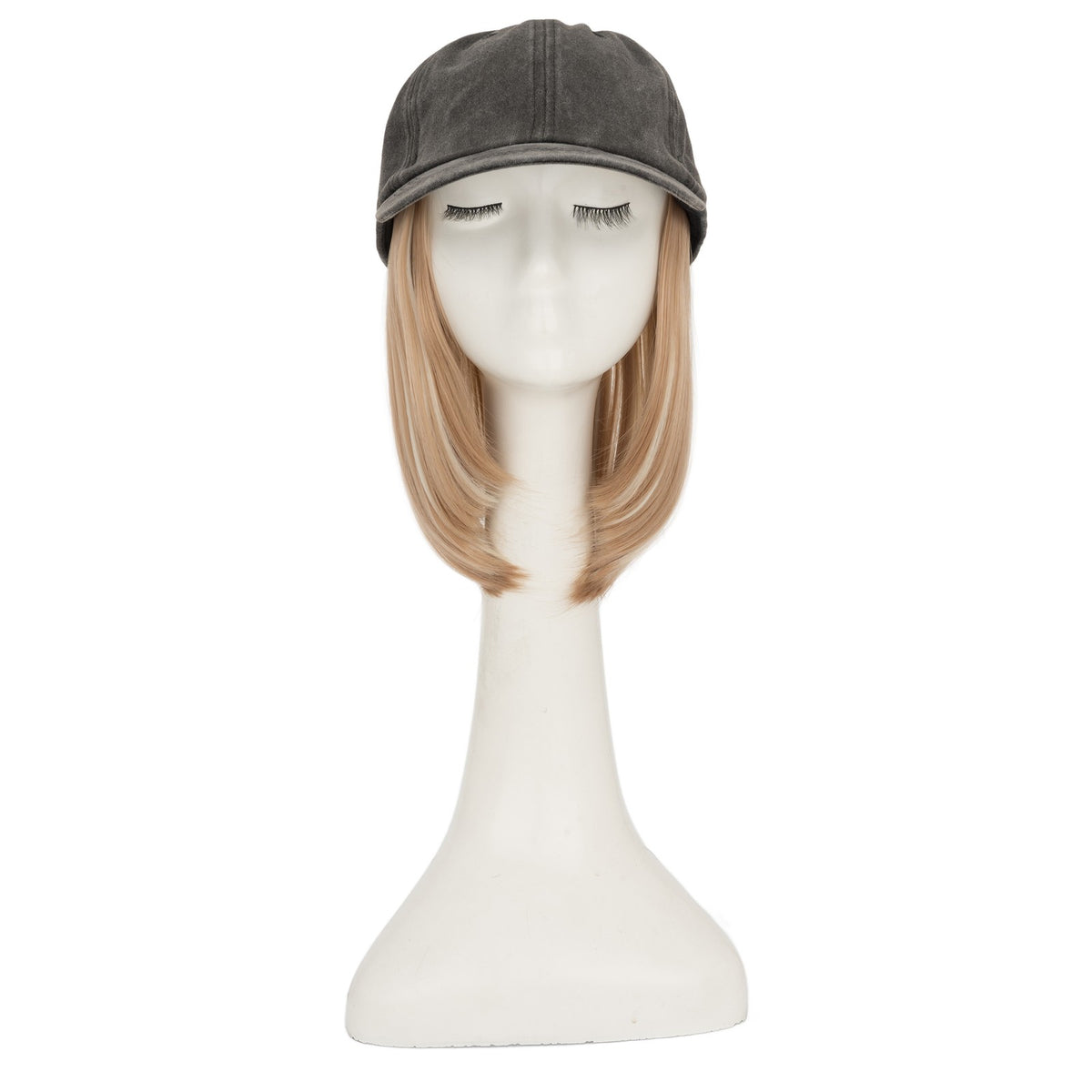 8-Inch Curly Baseball Cap with Synthetic Ponytail Hair Extensions - Natural Look