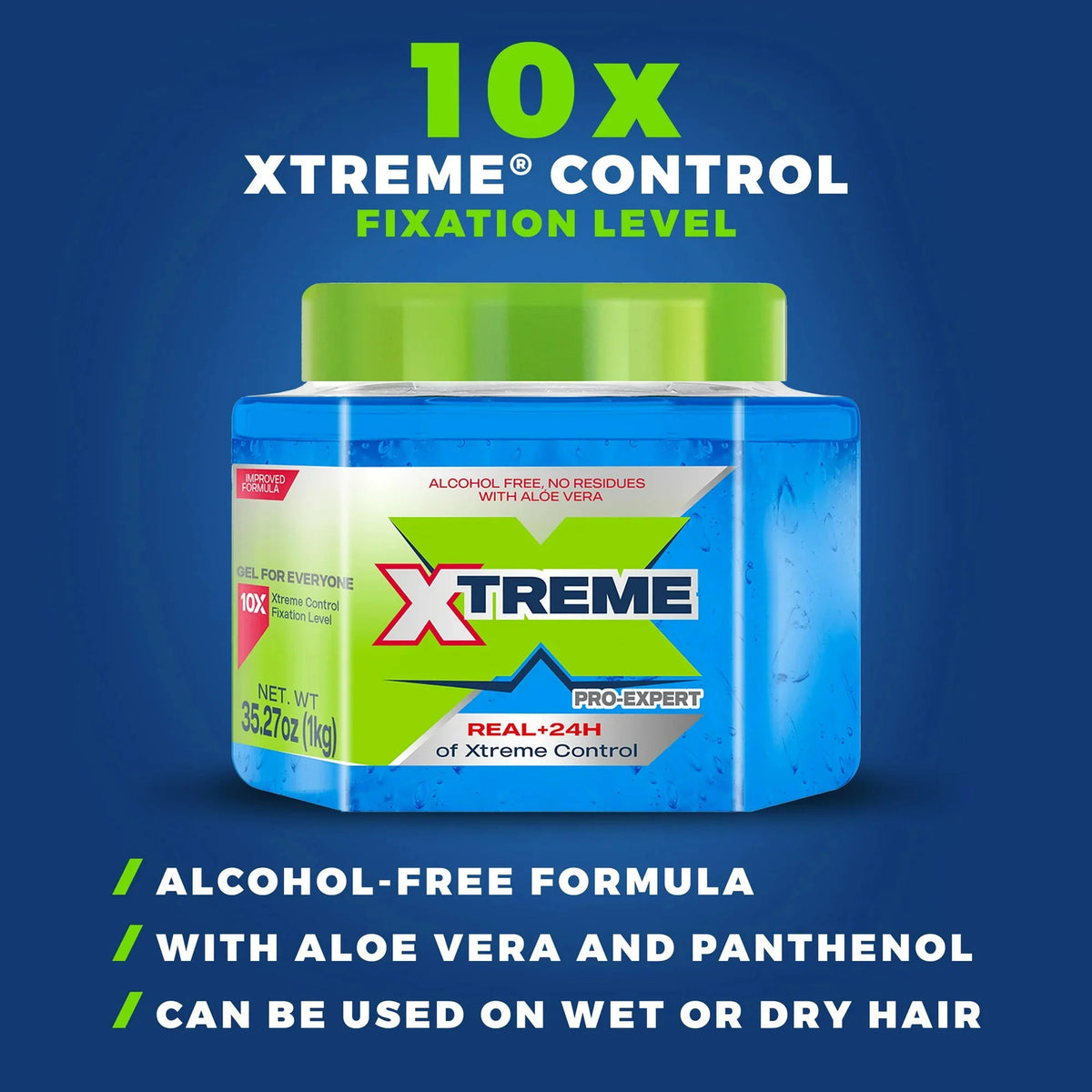10x Hold Hair Gel - 24H Control & Conditioning - 35.27 oz (1kg)