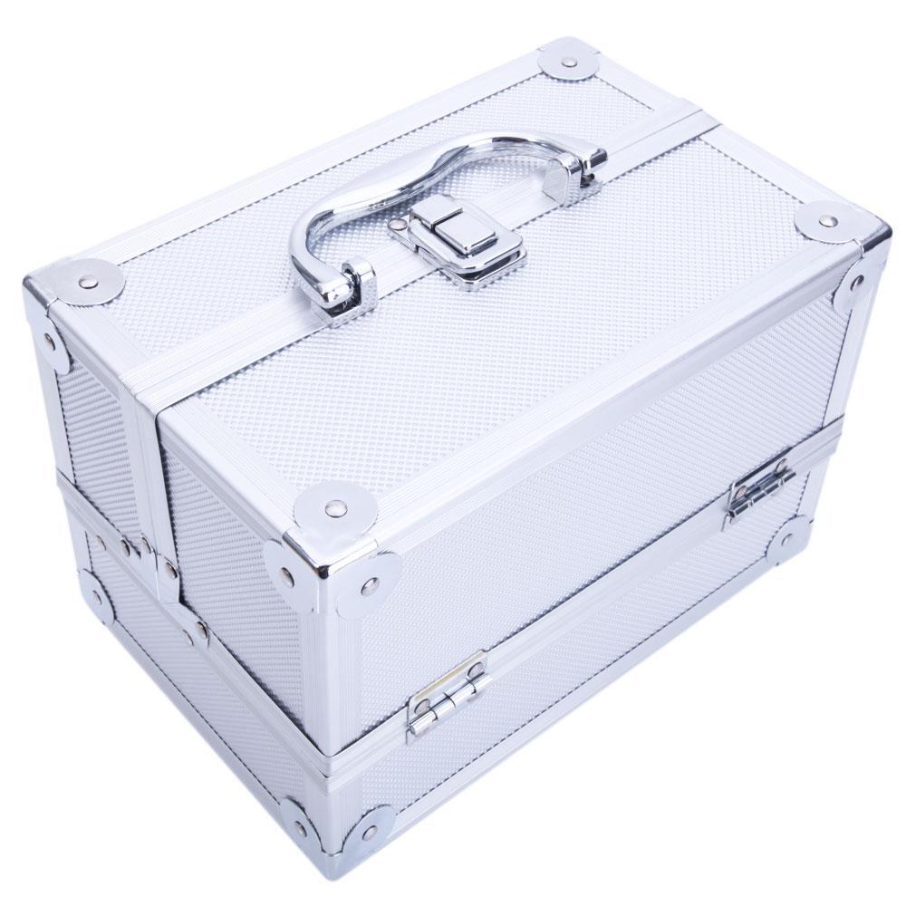Portable Aluminum Makeup Train Case with Mirror & Compartments