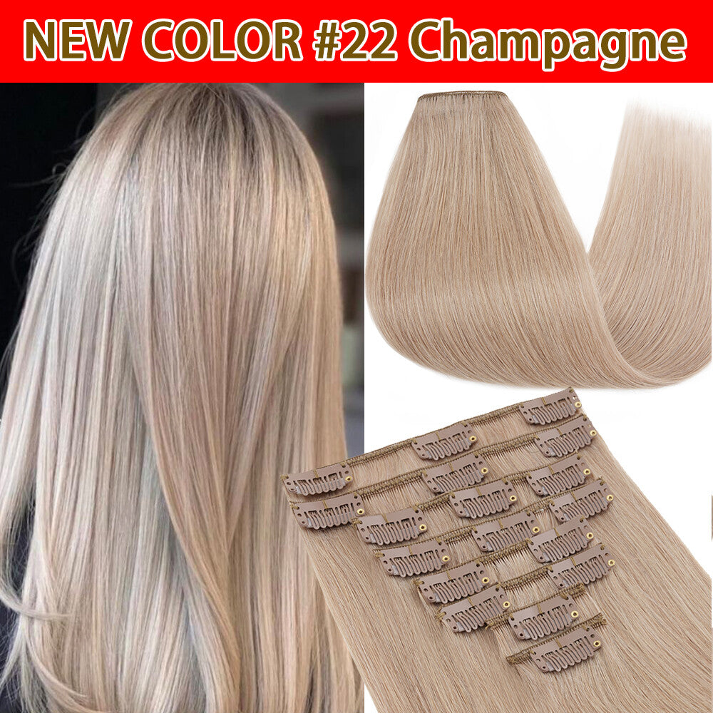 Clip-In Remy Human Hair Extensions Full Head Set - Multiple Colors & Lengths
