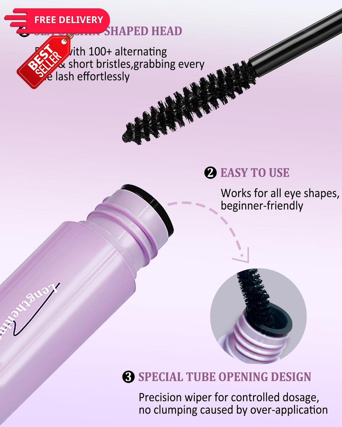 Eyebrow and Eyelash Mascara for Seniors 60+ - Waterproof, Smudge-Proof, Set of 2