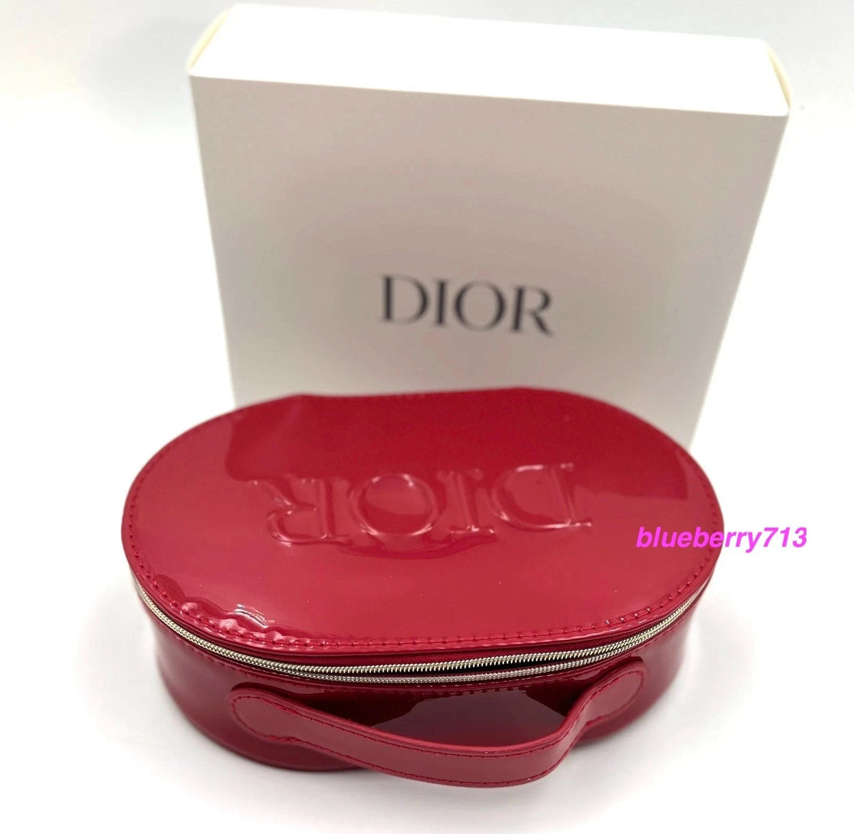 Red Makeup Zipper Bag with Handle - Cosmetic PVC Organizer