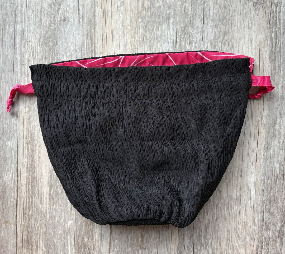 Lancôme Fuchsia & Black Drawstring Makeup Pouch - Cosmetic Bag