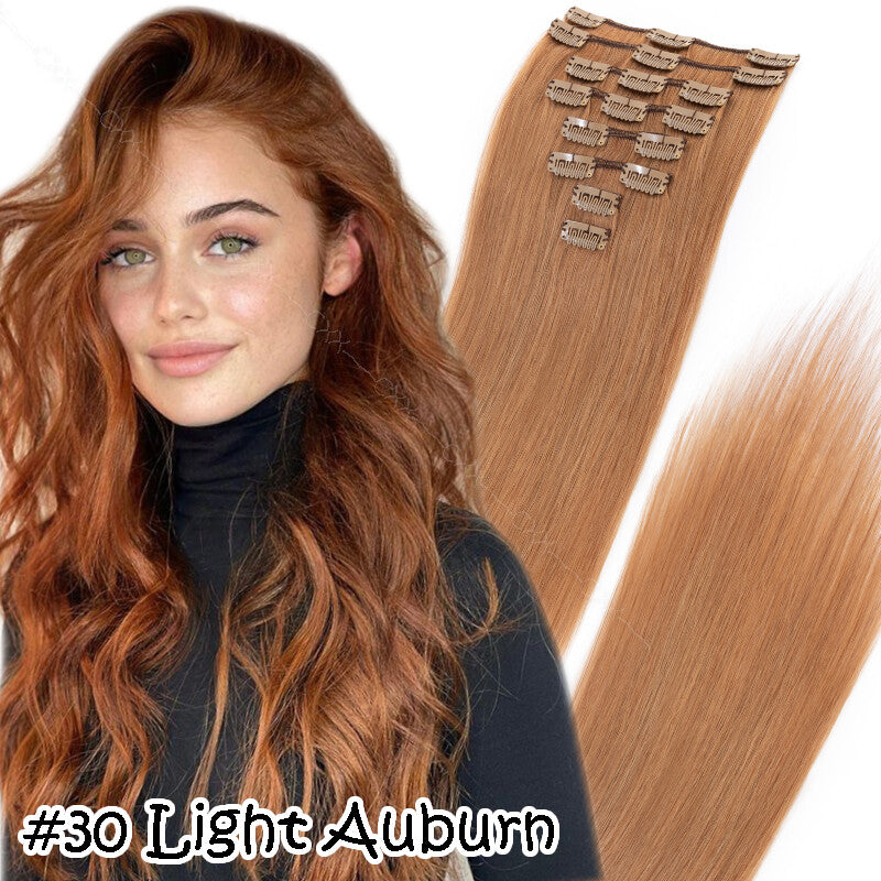 Clip-In Human Hair Extensions Full Head Remy Hair - Multiple Colors & Lengths