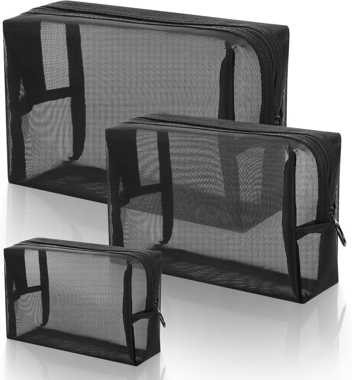 Mesh Makeup and Toiletry Travel Organizer Bags Set - Multiple Sizes